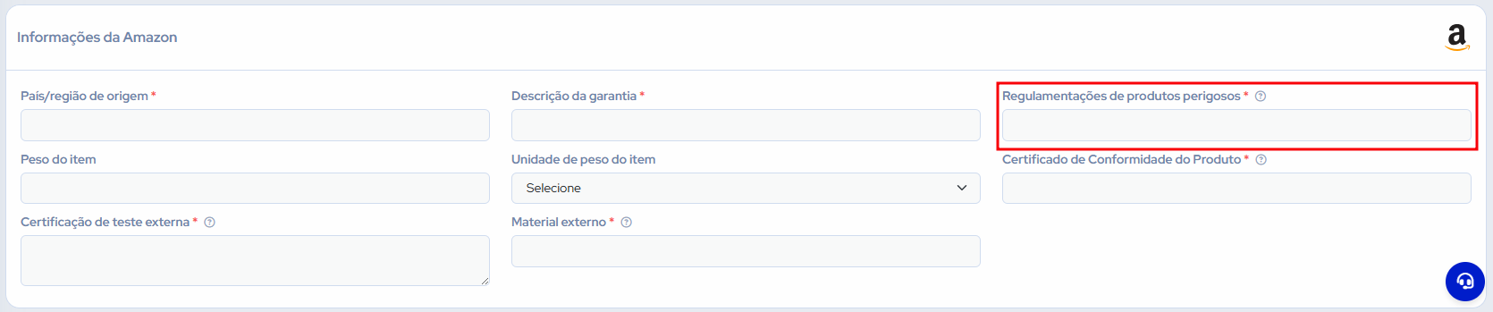 Formulario informações conformidade